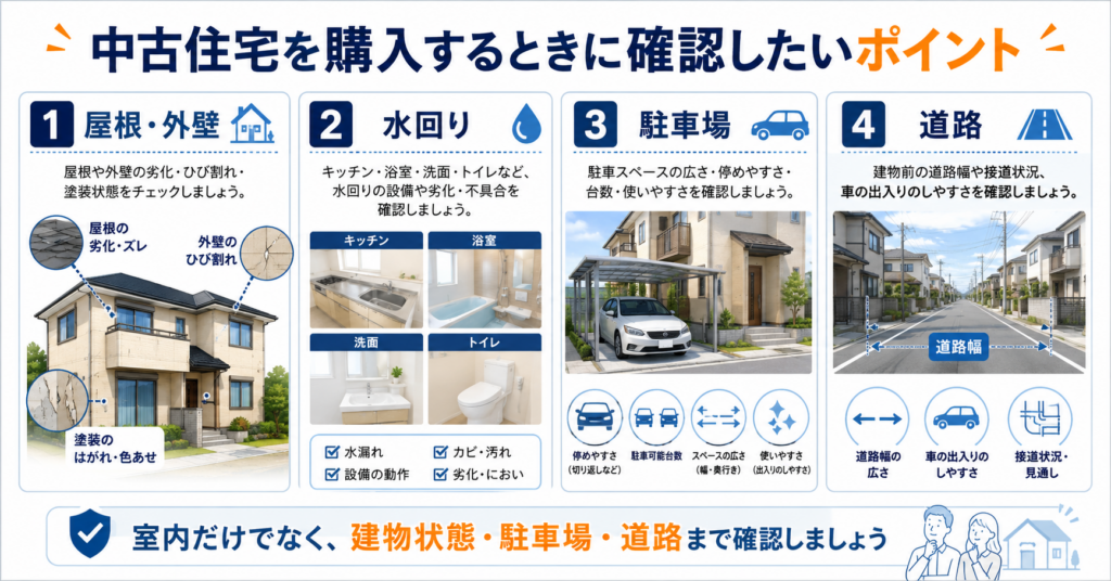 高知市で中古住宅を購入するときに確認したい屋根外壁、水回り、駐車場、道路の4つのポイント