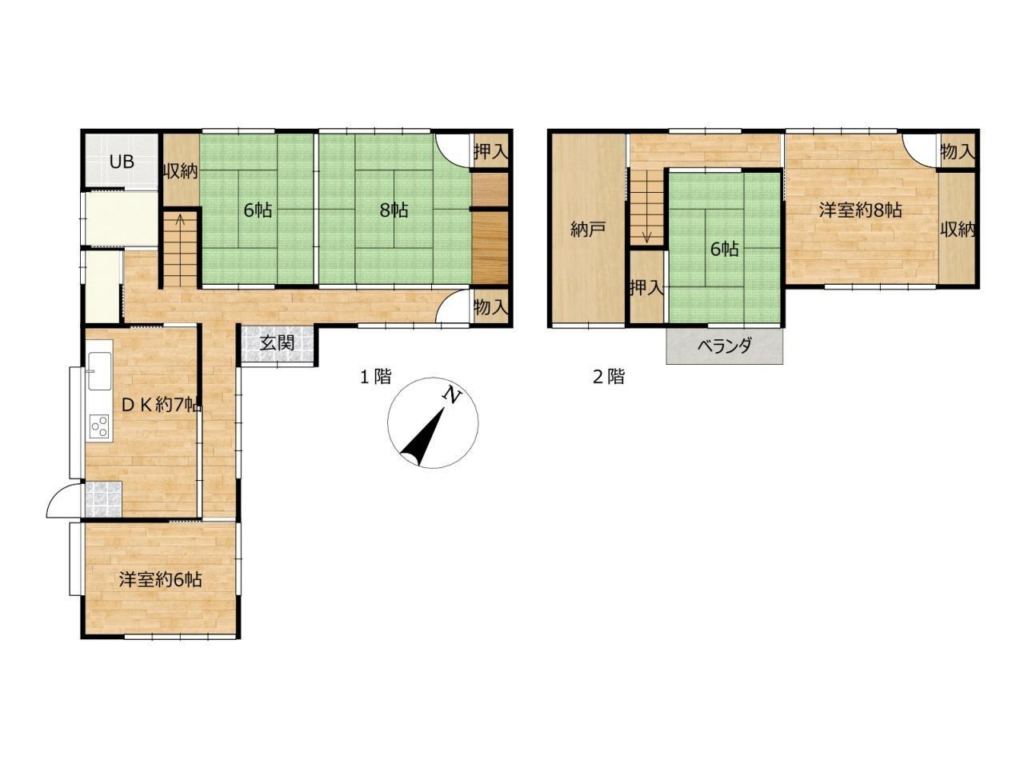 高知市高須の4SLDK間取り 建物約36坪 サービスルーム付き