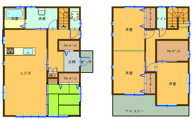高知市長浜の3LDK間取り LDK16帖 洋室12帖 和室4.5帖